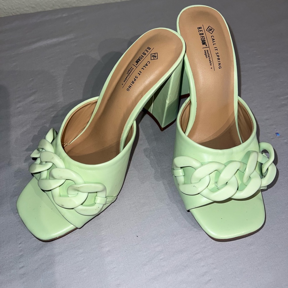 Call It Spring Mint Green Chain Mules